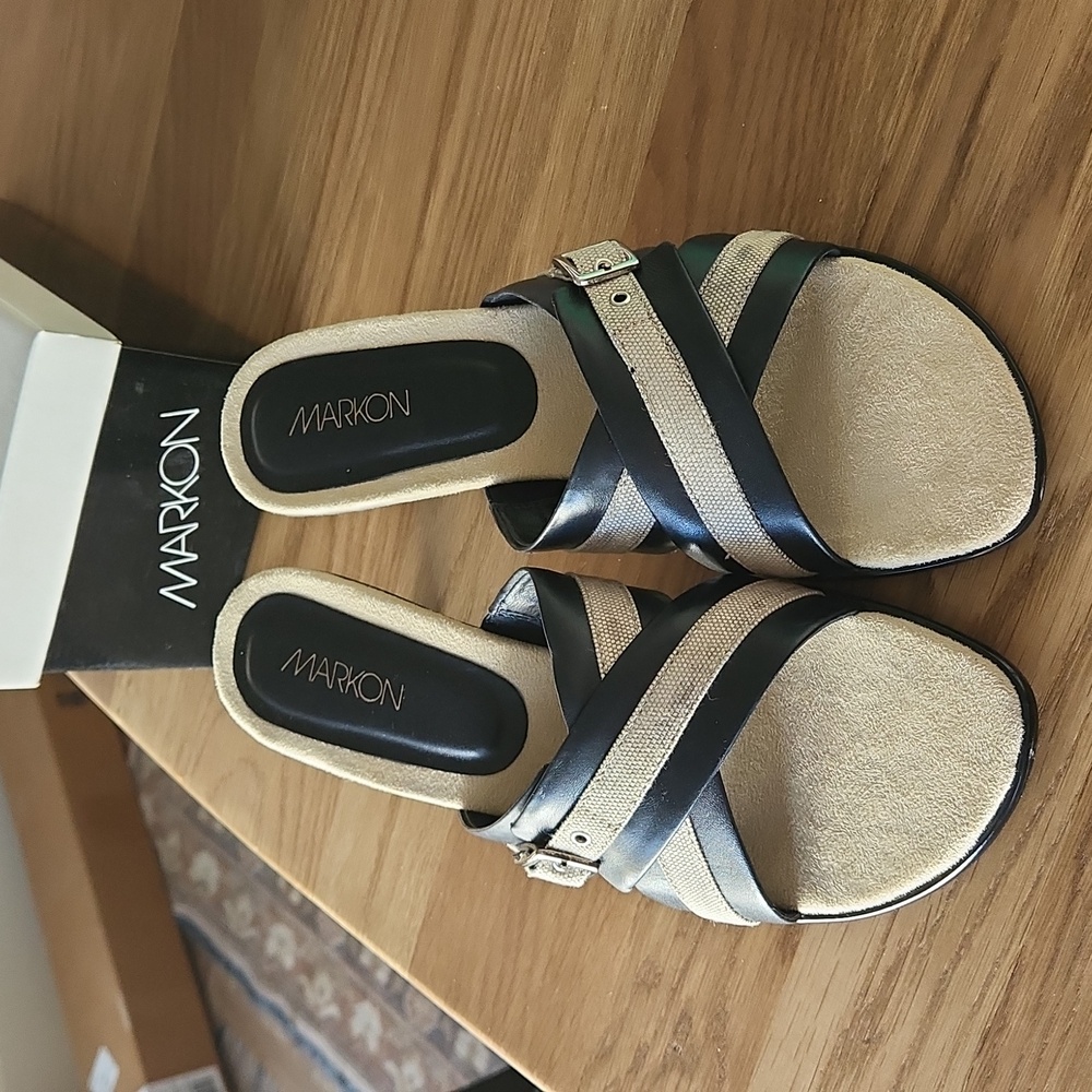 Markon black leather dress sandal